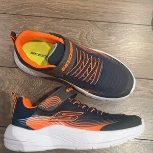 Skechers Navy and Orange Slip-On Athletic Sneakers for Kids